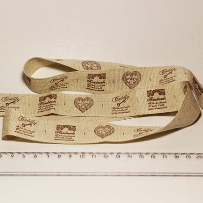 Стрічка від Thailand - Lovely Heart Print Linen Ribbon Label String, 1 метр