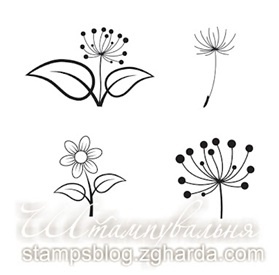 Набор мини-штампов N017 Одуванчики, 4 штуки