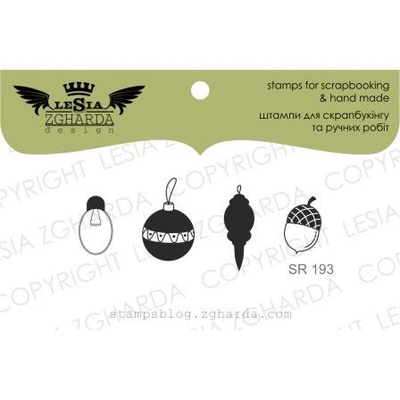 Акриловый штамп Lesia Zgharda SR193 Balloon+bulb+acorn, 4 шт., размер набора 9x5 см