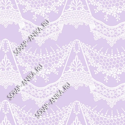 Скрап-папір для форзаців колекція 14_25., Мереживо з підвісками біле на бузковому, односторонній, 20x29 см