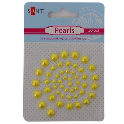Набір перлин самоклейних жовтий, 50 шт., ТМ Santi