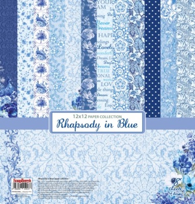 Набор бумаги для скрапбукинга от ScrapBerry's - Сапфировые мечты (6 + 2) УКР, 30,5х30,5 см, 190 гр/м