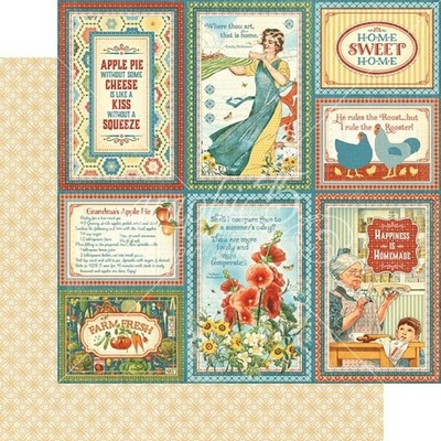 Лист скрапбумаги Graphic 45 - Home Sweet Home - Apple Pie, двусторонняя, 30х30 см.
