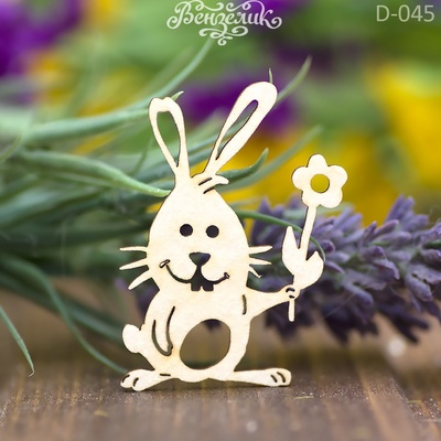 Чипборд от Вензелик - Зайчик с цветочком, 52*37 мм