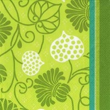 Серветка для декупажу "Візерунки з листя", колір фону: зелений, розмір: 33x33 см