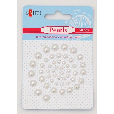 Набор жемчужин самоклеющихся белых, 50 шт, ТМ Santi