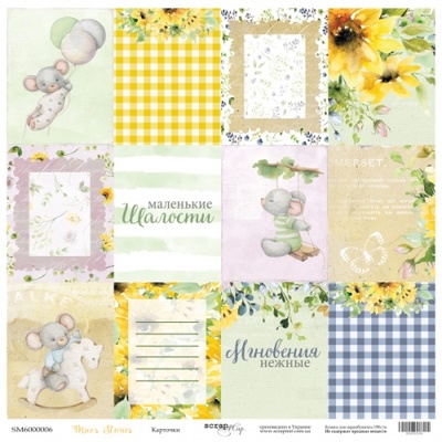 Аркуш двостороннього паперу для скрапбукінгу від Scrapmir - Картки - Mice's Stories, 30x30cм