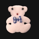 Прикраса з тканини "ведмедик", колір рожевий, розмір 4x4 см