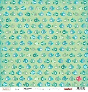 Бумага для скрапбукинга от ScrapBerry's -Басик - Под водой, 30,5х30,5 см, 190 гр/м, двусторонняя, 1 лист