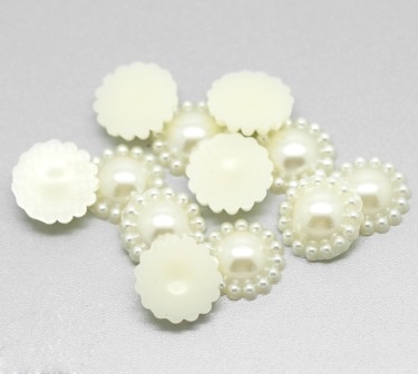 Квіточка, імітація перлинок, 12м, колір молочний, 10 шт.