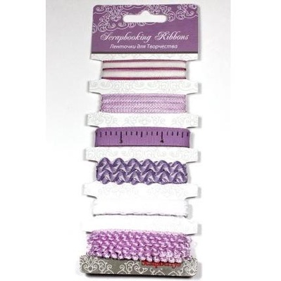 Набор ленточек, 6 шт., сиреневая гамма, разной ширины: 0,3-1см, 1 м