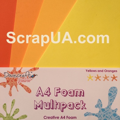 Вспененная резина декоративная от Dovecraft - Yellows & Oranges Multiple Pack, A4, 4 листа