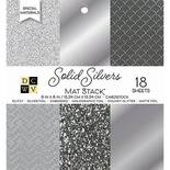 Набір кардстоку DCWV Solid Silvers Glitter & Foil, 15х15см, 18 аркушів, зі сріблом