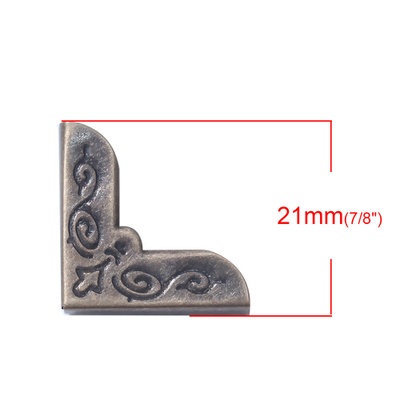 Металеві куточки для альбомів, 21х21 мм, антична бронза, 4 шт.