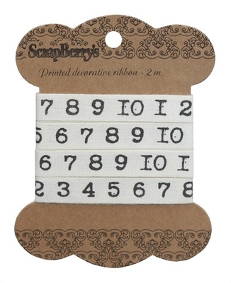 Лента декоративная от Scrapberry's - Цифры печатная машинка, 10мм, 2м, хлопок