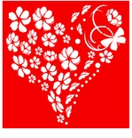 Трафарет - Сердце из цветов , 18*18см