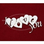 Чипборд Scrapiniec - Напис з серцями I love you, 6
