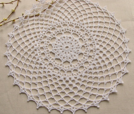 Затишний декор від LESHCHENKO - Вʼязана кругла Серветка "Grid", 30cм, 1шт.