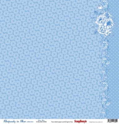 Бумага для скрапбукинга от ScrapBerry's - Сапфировые мечты - Флер, 30,5х30,5 см, 190 гр/м, двусторонняя, 1 лист