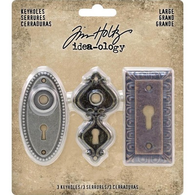 Набір металевих прикрас Tim Holtz - Idea - Ology Metal Large Keyholes, 3 штуки, замкові щілини