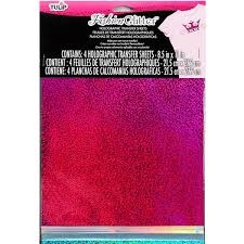 Набір термотрансферних плит Tulip® Fashion Glitter® Shimmer Transfer Sheets, 22х28 см, червоний, синій, зелений, чорний, 4 аркуші