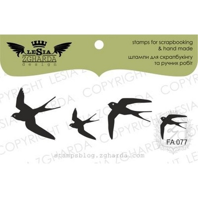 Набор акриловых штампов Lesia Zgharda FA077 Птички в полете, 4 шт