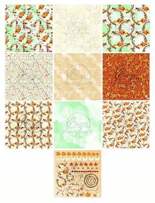 Набір скрап-паперу від ScrapEgo - Гарбузовий настрій, 30.5x30.5см