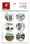 Набір самоклейних фішок (топс) для скрапбукінгу "Вікно в Європу"