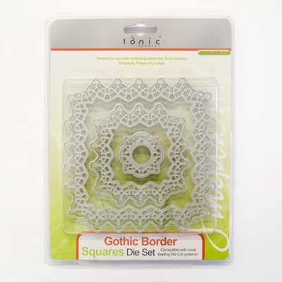 ЦІНУ ЗНИЖЕНО! Ніж для вирубки Tonic StudiOs-Simplicity Verso — Gothic Border Square Die Set, 5шт.ук
