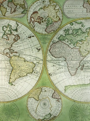 Ткань на клеевой основе от ScrapBerry`s "Глобус", 23,8х32 см