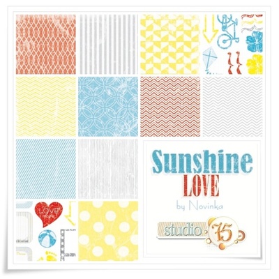 Набір двостороннього скрап-паперу Studio75 - The Sunshine love collection, 30x30 см