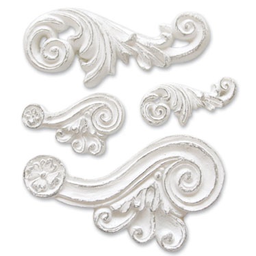 Гипсовые украшения от Melissa Frances - Scroll Applique, 4 шт