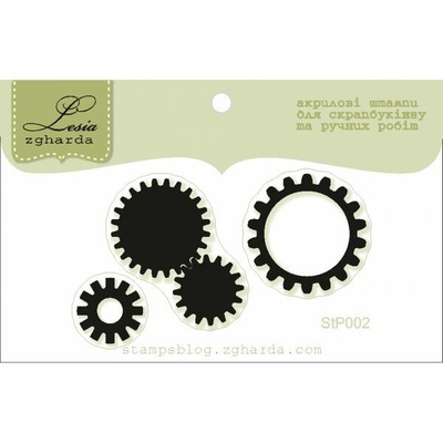 Акриловый штамп Lesia Zgharda StP002 Стимпанк шестеренки, размер 5,4х3,2 см.