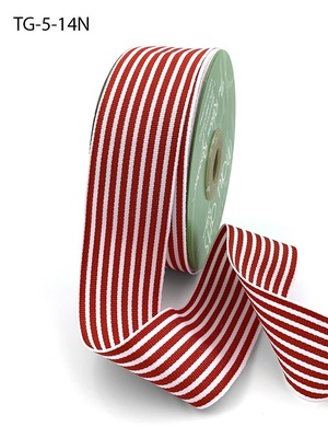 Стрічка 1.5 Inch Grosgrain MultiColor Striped Ribbon with Woven Edge, колір білий/червоний, ширина 38мм, довжина Inch0 см