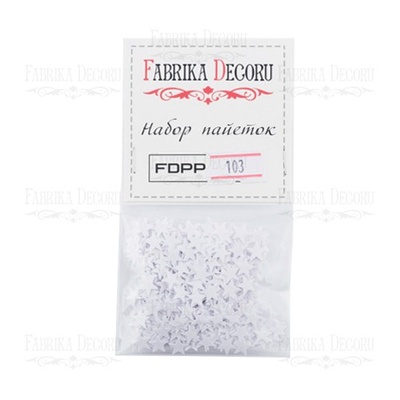 Набір паєток - 103, розмір 7 мм, великі зірки, колір білий, ТМ Фабрика Декору