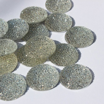 Кабашон зі стразами, колір прозорий, 24x6мм, 1 шт.