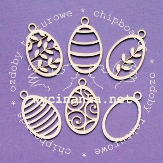 Чипборд від Wycianka - Писанки- підвіски малі, 6 шт.