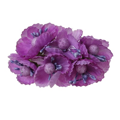 Тканевые веточки, фиолетового цвета, диаметр  28мм, в пучке 6 шт.