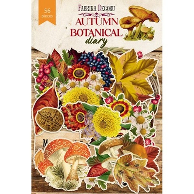 Набір висічок для скрапбукінгу, колекція Autumn botanical diary 63 шт., ТМ Фабрика Декору.