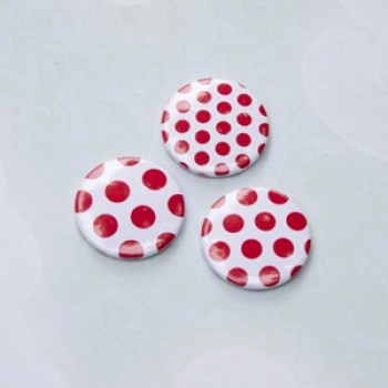 Скрап-значки (фішки). Червоні горошки №1, 3 шт., f14