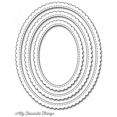 Ніж для вирубки My Favorite Things - Die-namics Stitched Oval Scallop Edge Frames, 3 шт.