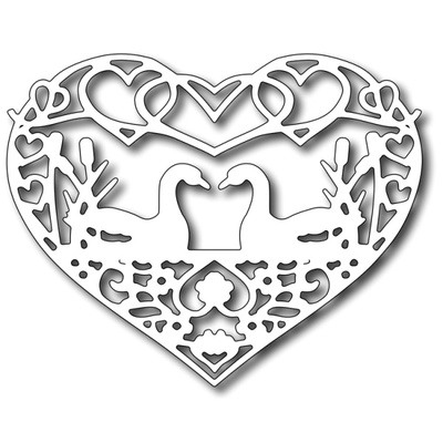 Ніж для вирубки Frantic Stamper - Precision Die - Swans in Love Heart
