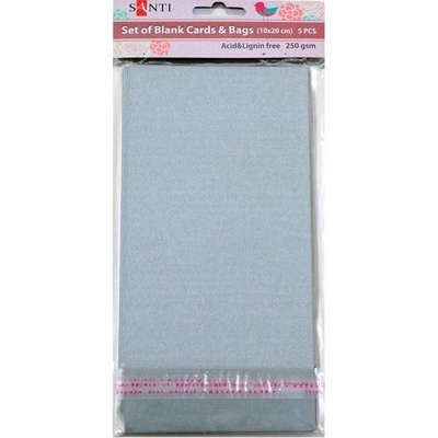 Набір срібних перламутрових заготовок для листівок, 10см*20см, 250г/м², 5шт., ТМ Santi