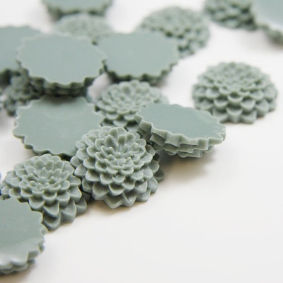 Кабашон "Квітка", колір сірий, розмір 21 мм, 1шт.