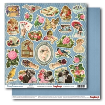 Бумага для скрапбукинга 30,5х30,5 см 180 гр/м двосторон Курортный роман - Вчерашние мечты