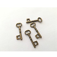 Металлический ключик (накладка), цвет античная бронза, 12х34мм