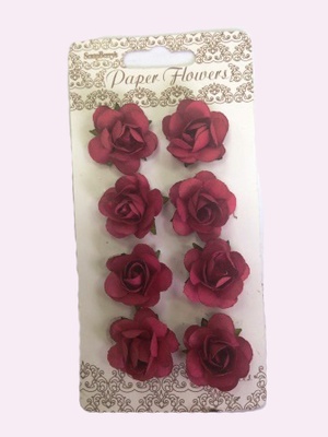 Розочки от ScrapBerry's, бордо, диаметр 2см, 8 шт