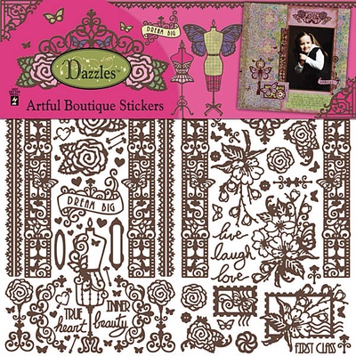 Набір наліпок - висічок HOTP - Artful Boutique Boutique Dazzles, розмір 30x30 см, 134 шт., колір чорний