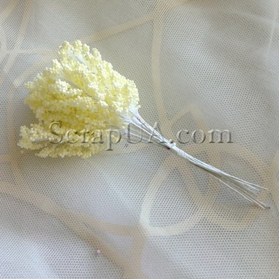 Веточки декоративные с цветными стебельками, цвет кремовый, 1 пучок из 8 штук