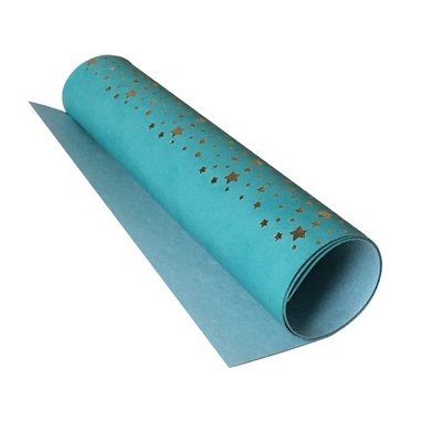 Відріз екошкіри з тисненням золотою фольгою Golden Stars Stars Turquoise, розмір 500мм х 250мм, ТМ Фабрика Декору